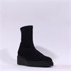 Miss Elastic Platform Wedge Ankle Boot - Black Stretch